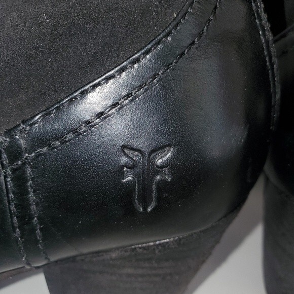 Frye Black Leather & Suede Tessa Zip Short Ankle Boot Bootie 6.5 - Picture 8 of 13